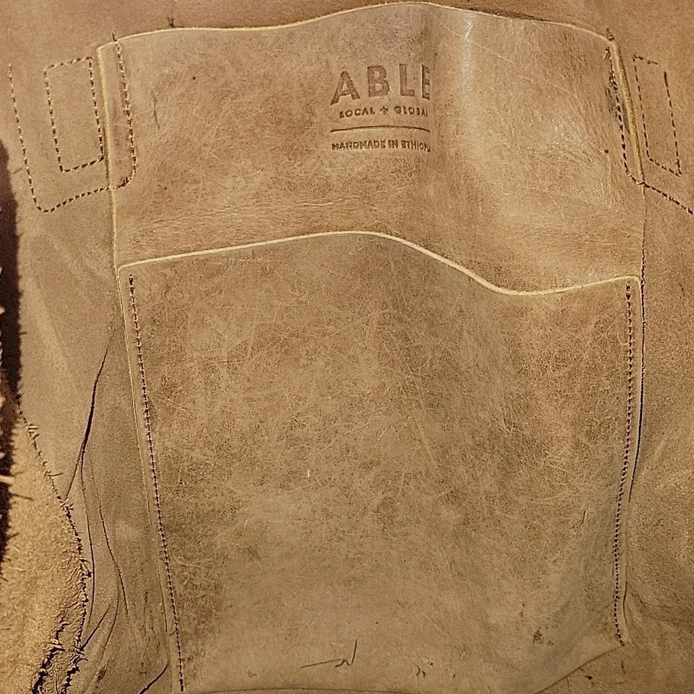 Abel Local and Global Brown Leather Tote Shoulder Bag Handbag